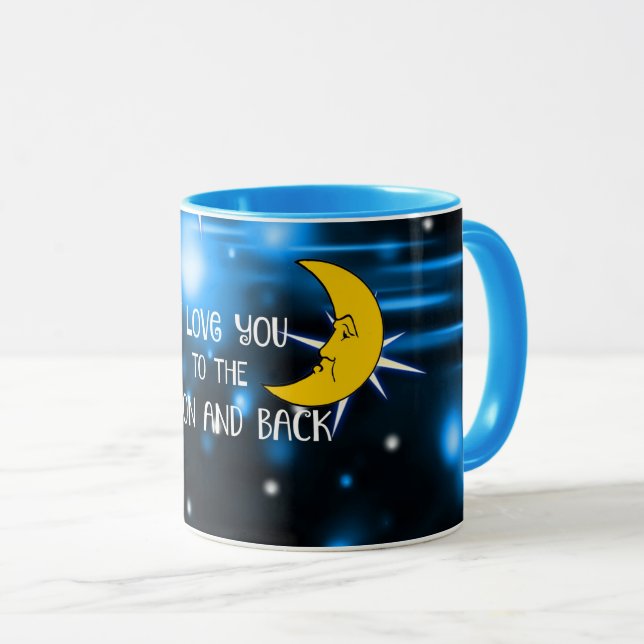 Taza Te amo a la luna y atrás, diseño popular (Anverso derecho)