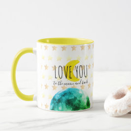 Taza "Te amo a la luna y atrás" Tierra, luna, estrellas