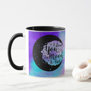 Taza Te amo a la luna y de vuelta   Acuarela