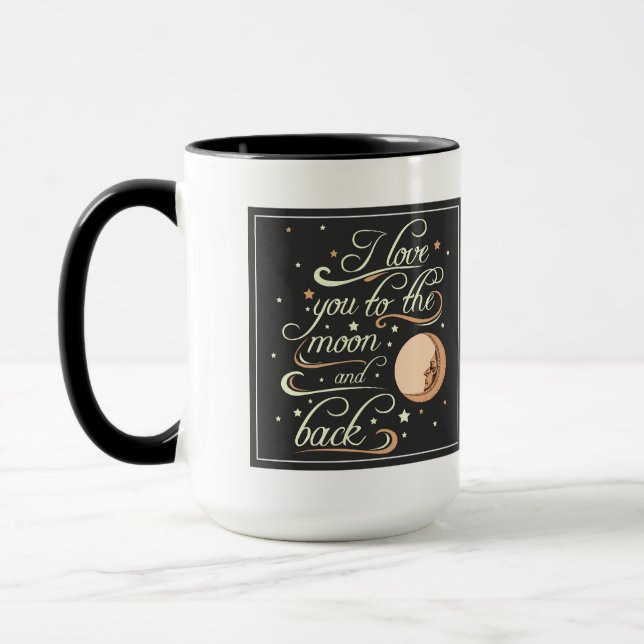 Taza Te amo al negro de la luna y de la parte posterior (Izquierda)