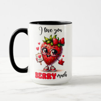 Taza Te amo berry mucho divertido fresa lindo regalo