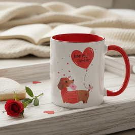 Taza Te Amo Dachshund Corazón Rojo Regalo Para Siempre