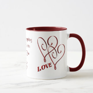 Taza Te Amo El Café De Corazón Rojo Interconectado