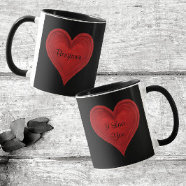 Taza Te Amo El Rojo Corazón Minimalista Nombre Negro