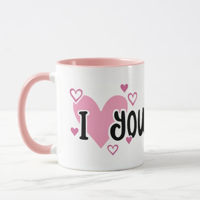 Taza Te Amo Los Corazones Rosa (Izquierda)