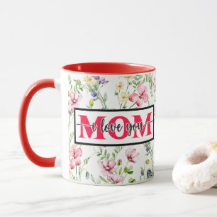 Taza "Te Amo MAMÁ" Acuarela Rosa Floral