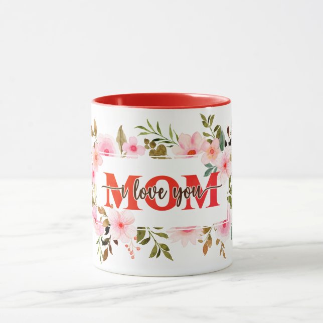 Taza "Te Amo MAMÁ" Rosas Acuarela Rosadas (Centro)