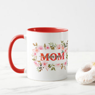 Taza "Te Amo MAMÁ" Rosas de Acuarela Rosadas