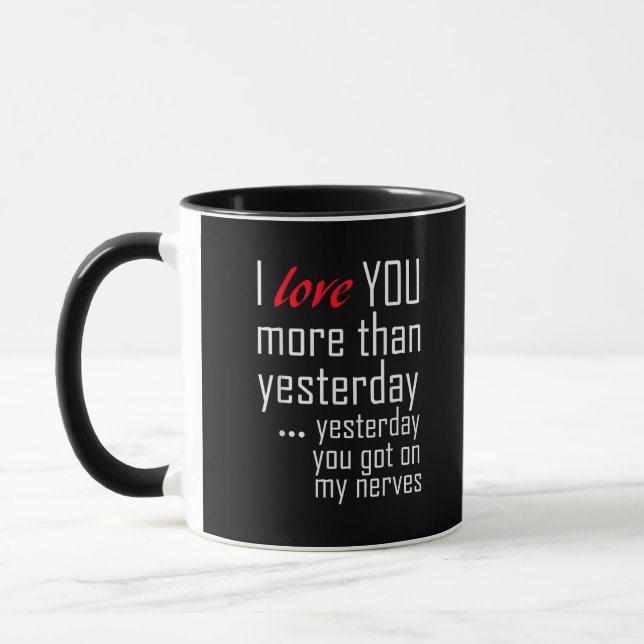 Taza Te Amo Más Que Ayer Diseño Romántico (Izquierda)