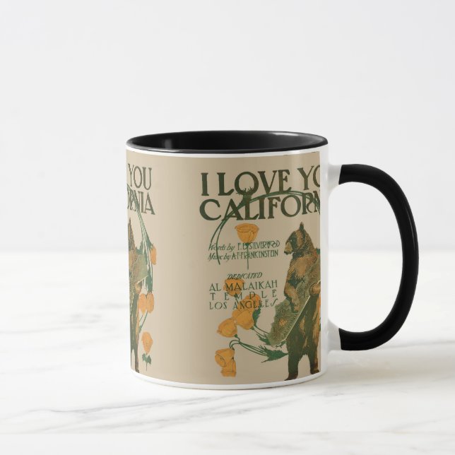 Taza Te amo oso de California campanero de 11 onzas (Derecha)