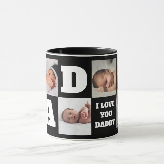 Taza Te Amo Papi Cita Papá Collage de fotos (Centro)