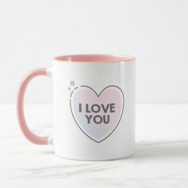 Taza Te amo texto en corazón lindo