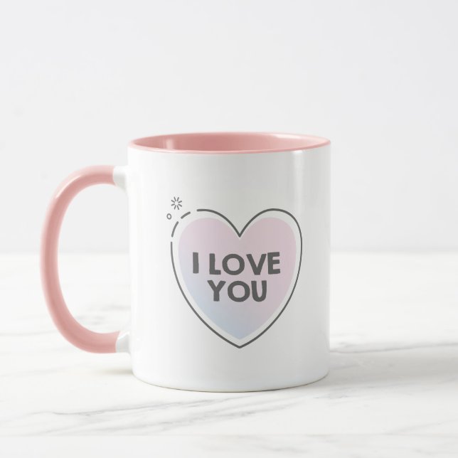 Taza Te amo texto en corazón lindo (Izquierda)