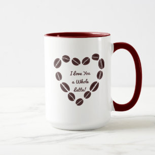 Taza Te amo todo un corazón latte de café frito