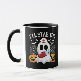 Taza Te apuñalaré a bruja que toma sangre Halloween