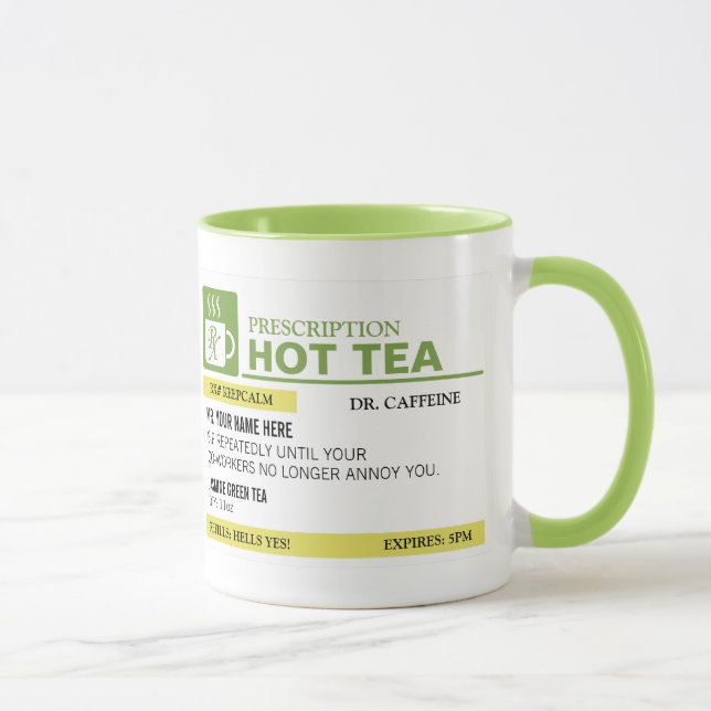 Taza Té caliente de la prescripción divertida - verde (Derecha)