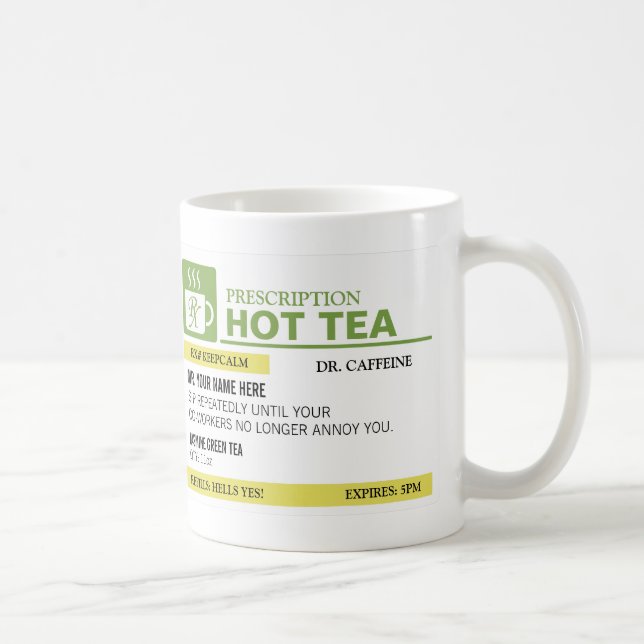 Taza Té caliente de la prescripción divertida - verde (Derecha)