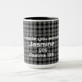 Taza Té con tema de inspiración bíblica a cuadros en bl