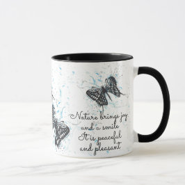 Taza Té de café blanco de mariposa negra Mug