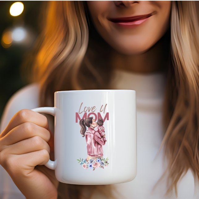 Taza Te encanta mamá Gradiente Café Rosa Mug (Subido por el creador)
