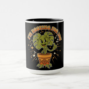 Taza "Te estoy apoyando" Planta Monstera de dibujos ani
