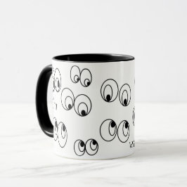 Taza Te estoy viendo divertidos ojos negros y blancos