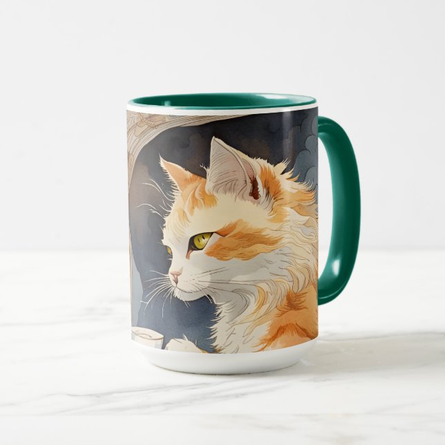 Taza Té para beber gato naranja (Anverso derecho)