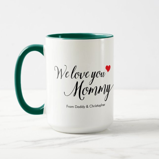 Taza Te queremos mamá foto simple Día de la madre (Izquierda)