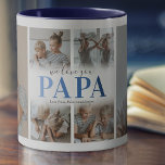 Taza Te queremos papá Collage de fotos Mug<br><div class="desc">Descubra el regalo perfecto para el superhéroe en su vida con nuestra taza de café personalizada 'Te amamos papá'. Elegantemente con un alentador collage de seis fotos de los niños, esta taza es la última señal de amor para cualquier papá asombroso. Redactado con un blues vibrante y una personalización íntima,...</div>