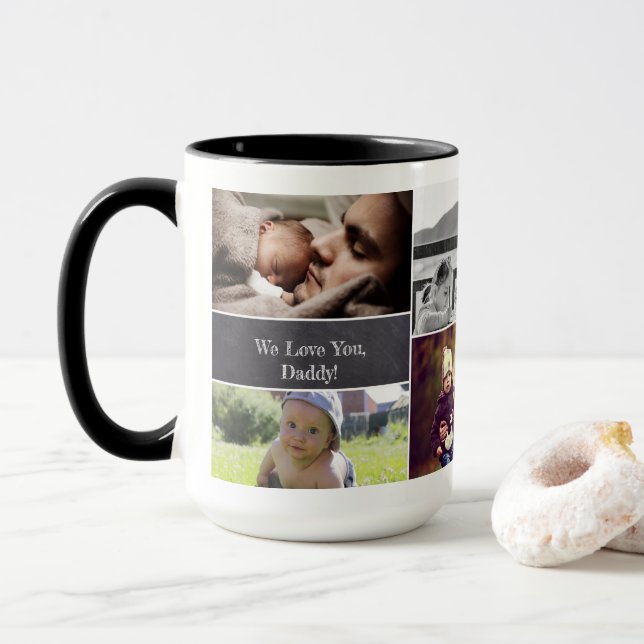 Taza Te queremos, Personalizable de foto de papá (Con donut)