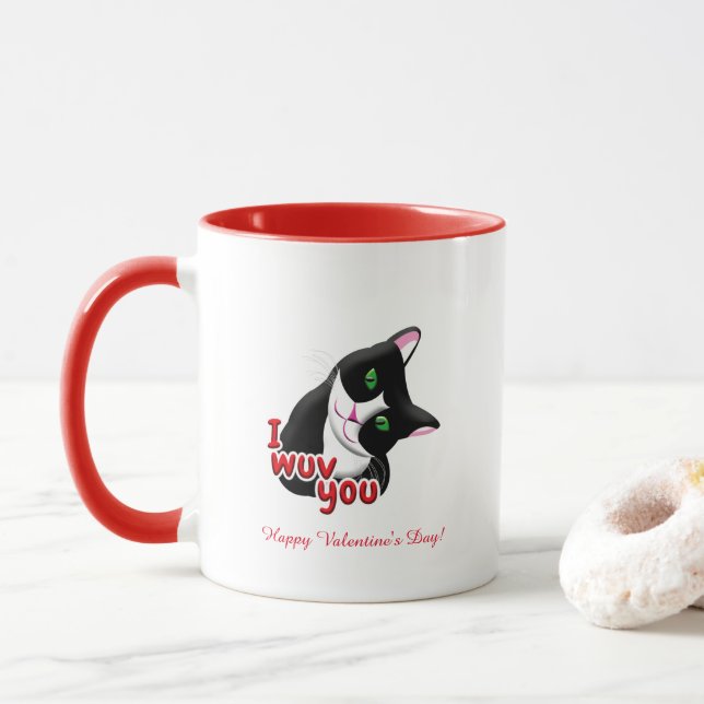 Taza Te quiero gato de San Valentín (Con donut)