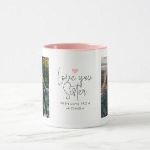 Taza "Te quiero hermana" moderna de 2 fotos
