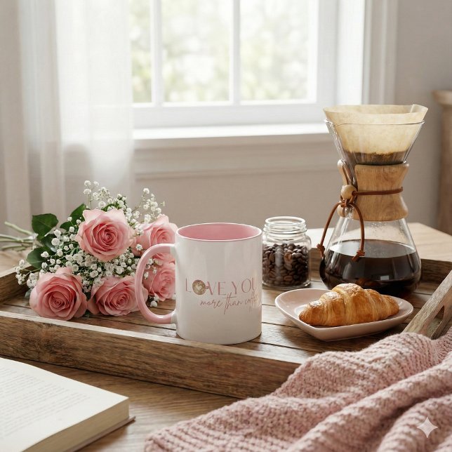 Taza Te quiero más que café Mug (Let someone special know how much you love them with this, "Love you more than coffee" mug! )