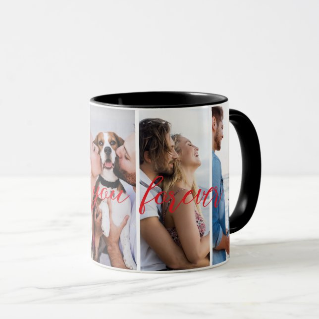 Taza Te quiero por siempre Personalizado de Collage de  (Anverso derecho)