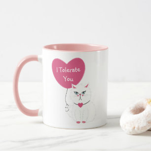Taza Te tolero el sarcástico gato El día de San Valentí