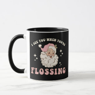 Taza Te veo cuando estás usando hilo dental Navidad Den