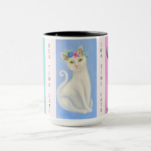 Taza Tea Time Cats Whimsical Art Mug