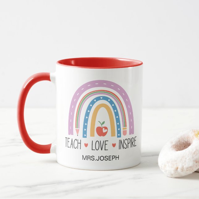 Taza Teach Love Inspire Teacher  (Con donut)