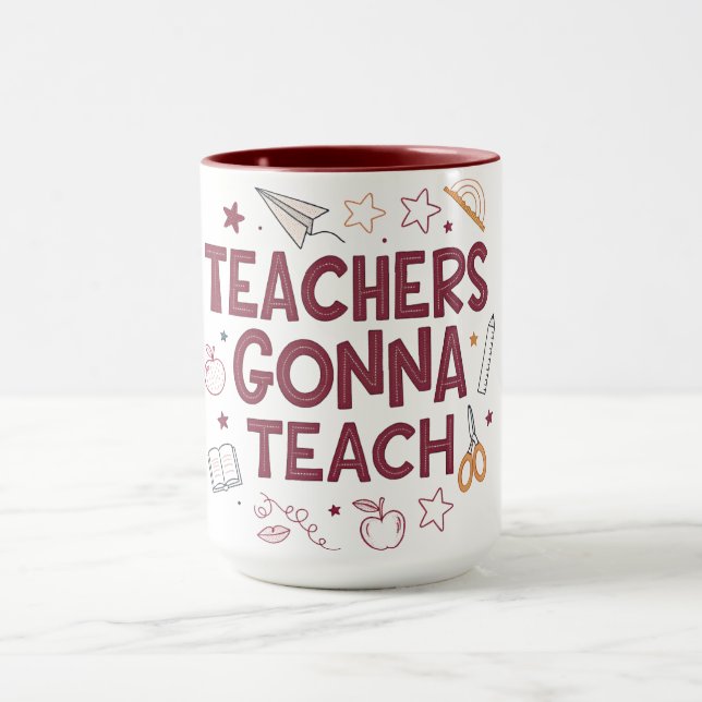 Taza Teachers Gonna Teach Cute Pink Teacher  (Centro)