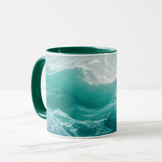 Taza Teal Ocean Waves Abstract Dream  (Anverso izquierdo)