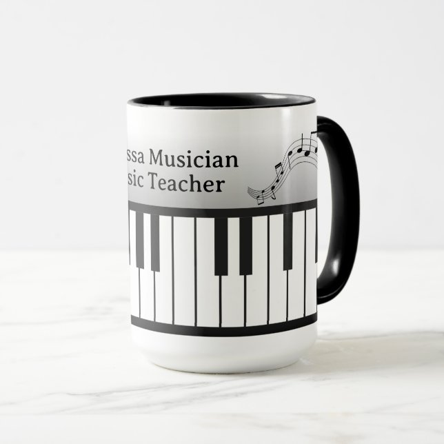 Taza Teclado de piano Musi-Cats - Personaliza nombre y  (Anverso derecho)