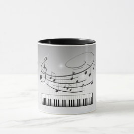 Taza Teclado y notas de la música