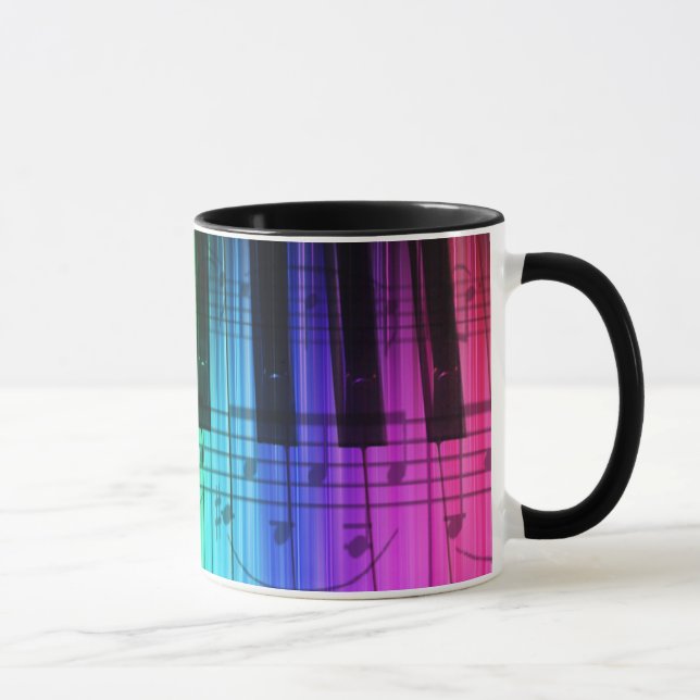 Taza Teclado y notas de piano del arco iris (Derecha)