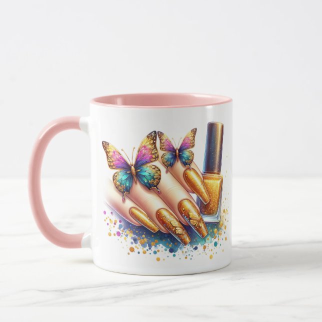Taza Técnico de uñas Purpurina de oro (Izquierda)