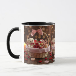 Taza Teddy Rose Basket Romantic Valentines Morning