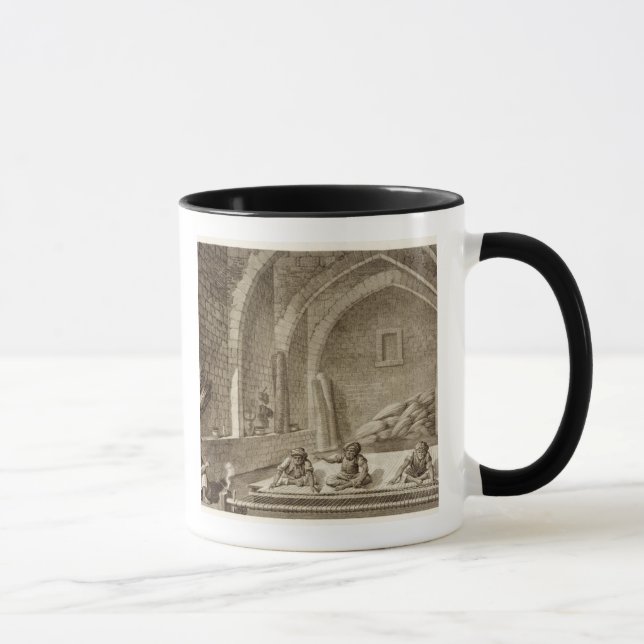 Taza Tejiendo una manta, de artes del volumen II y de (Derecha)