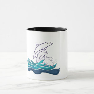 Taza Tela de algodón peinado personalizado de delfines