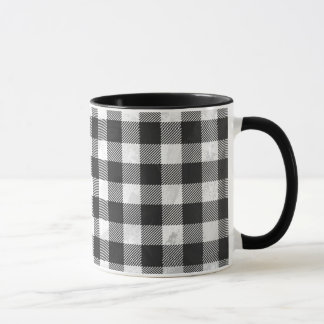 Taza Tela escocesa a cuadros blanco y negro