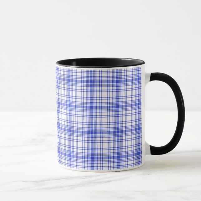 Taza Tela escocesa blanca azul 2 (Derecha)