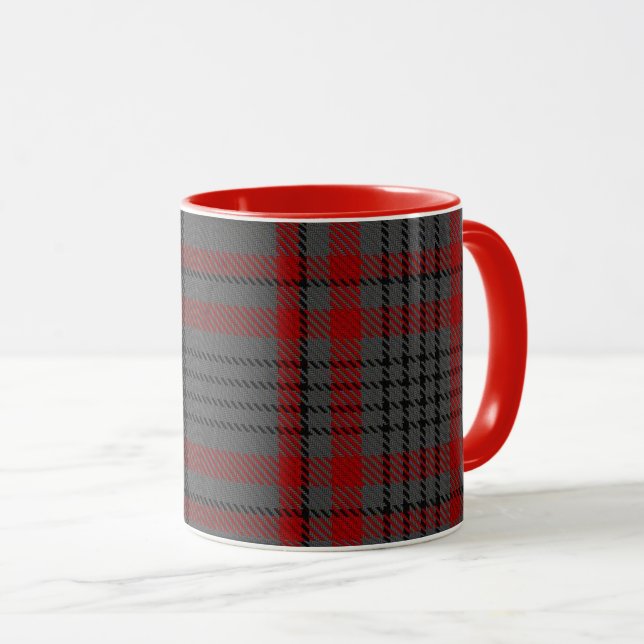 Taza Tela escocesa de tartán gigante negra roja gris de (Anverso derecho)